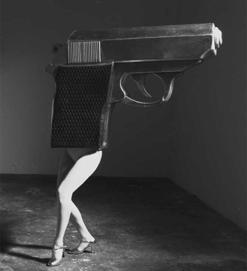 Gun dancer in high heels