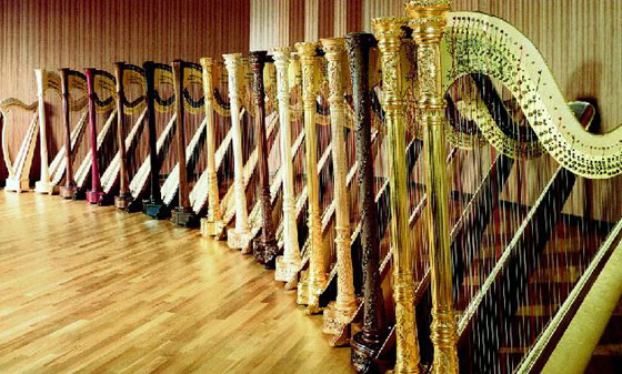 Harps in a concert hall