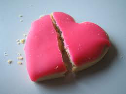 Heart cookie broken in two pieces