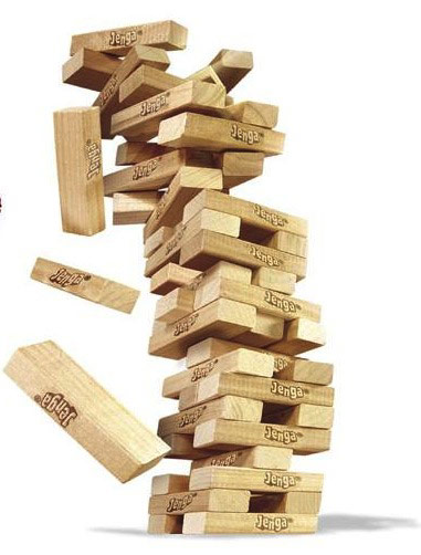 Jenga blocks falling over