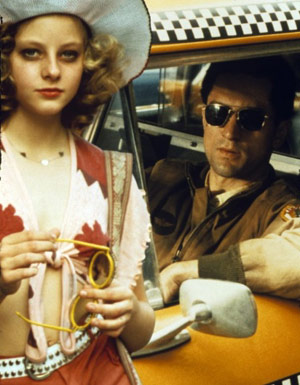 Jodie Foster in a taxi