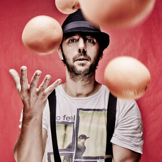 Juggler hipster man