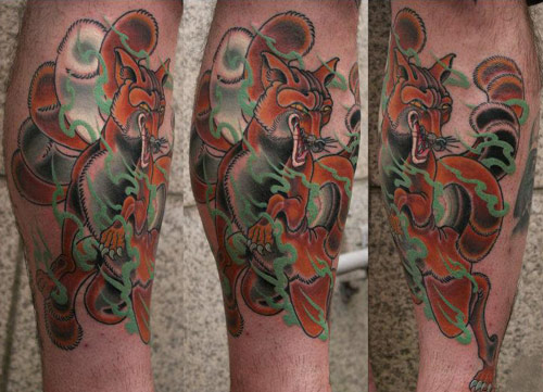 KC Korean leg tattoo