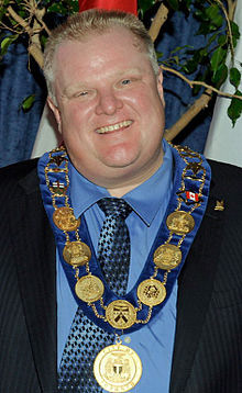 Mayor Rob Ford wearing a gold necklace