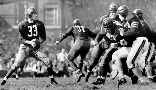 NFL quarterback in black and white