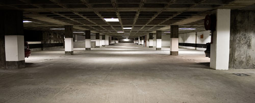 Scary empty parking garage