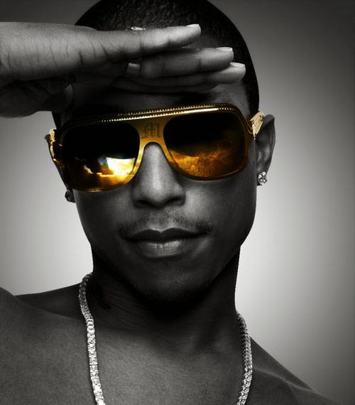 Pharrell Williams black and white photo