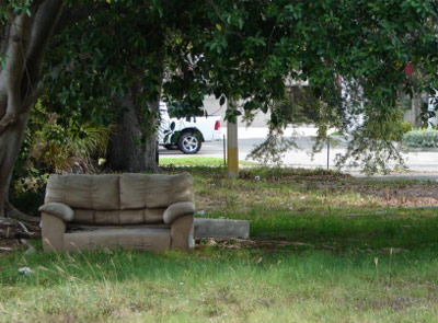 Pullout sofa on the lawn