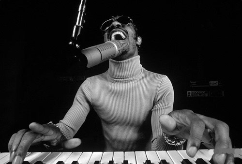 Stevie Wonder playing piano