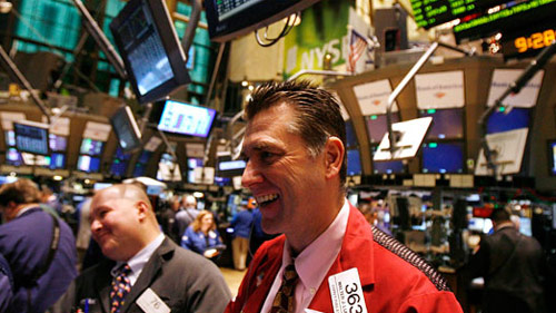 Stock market broker on the floor of NYSE