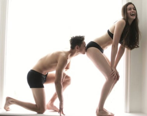 Guy smelling his girlfriend's fart through her underwear