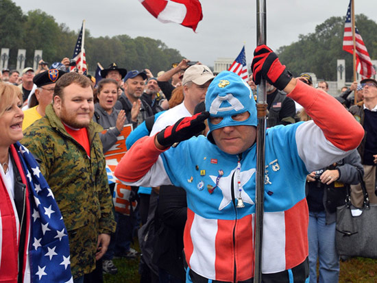 Captain America at a US political protest