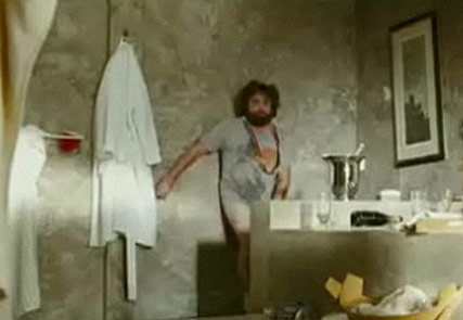 Zach Galifinakis in hotel room