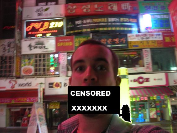 Casey Freeman with a censored label over his mouth
