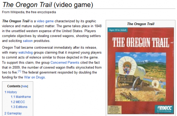 Grand Theft Oregon Trail - Wikipedia entry