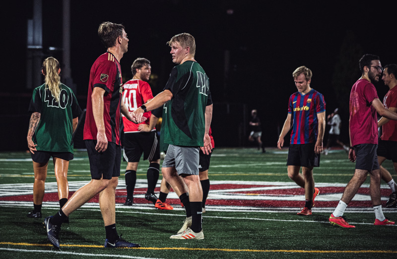 SOPFC league players showing good sportsmanship after a game