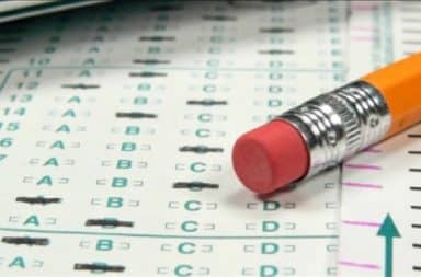 Scantron test with a pencil