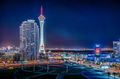 Vegas skyline in neon