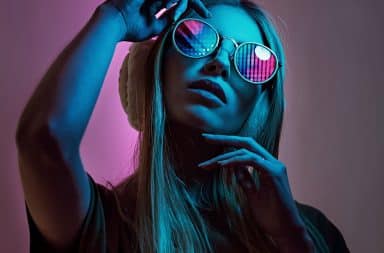 Dead girl in neon sunglasses