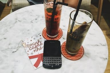 Blackberry phone on table