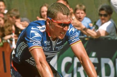 Lance Armstrong riding a bicycle