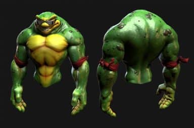 Battletoads character with muscles