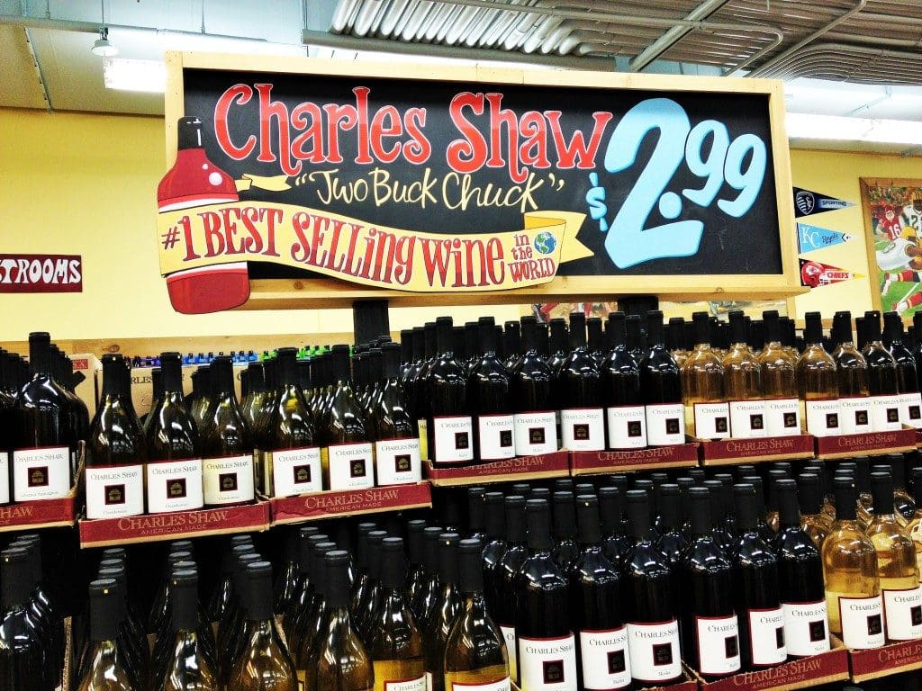 Trader Joe's Two Buck Chuck wine display in-store