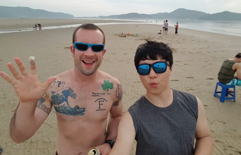 Casey Freeman at the beach in Korea