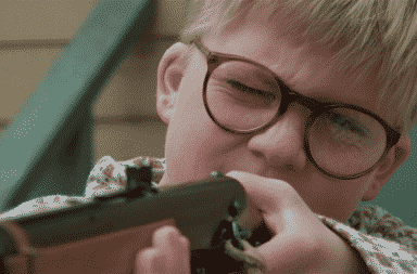 Ralphie with a rifle