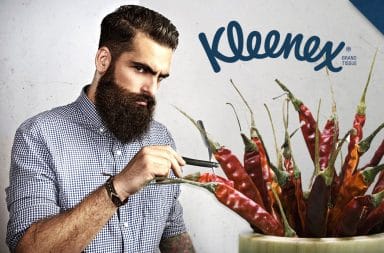 Man picking Kleenex spicy peppers