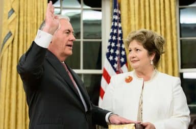 Rex Tillerson and his wife Renda St. Clair during his swearing-in as Secretary of State