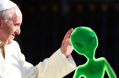 Alien petted by the Pope