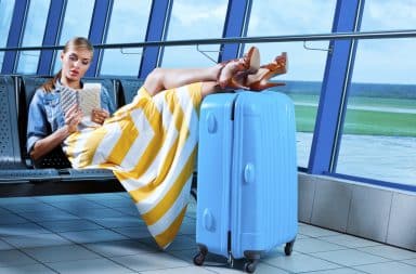 Young woman in an airport lounge