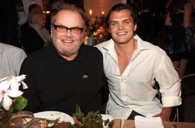 Ray Nicholson and Jack Nicholson father son pose at restaurant