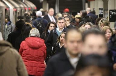 Man staring on the subway