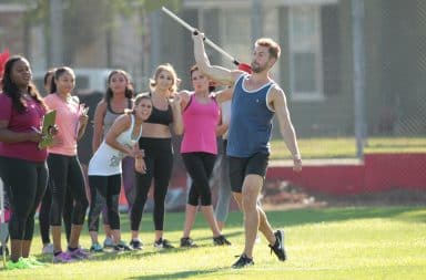 Man throws a javelin on The Bachelor