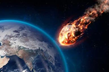 Asteroid fireball hurtling toward Earth's atmosphere for impact