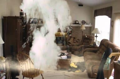 Explosion in living room