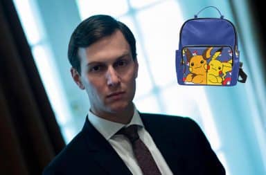 Jared Kushner deep in thought over his Pokemon backpack