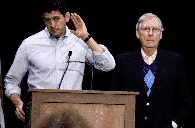 Paul Ryan at a podium giving tax bill speech