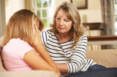 Mother forgives her crying daughter