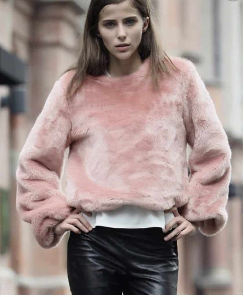 Pink rabbit fur sweater