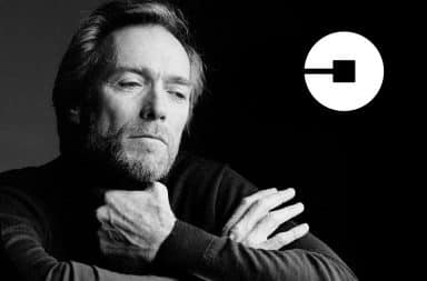 Clint Eastwood with an Uber logo