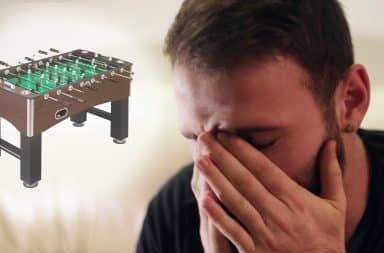 Foosball makes the man sad