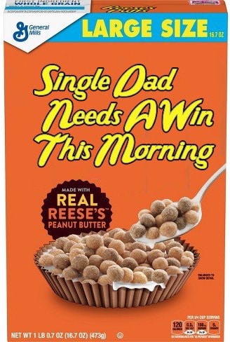 Single Dad Needs A Win This Morning (cereal box)