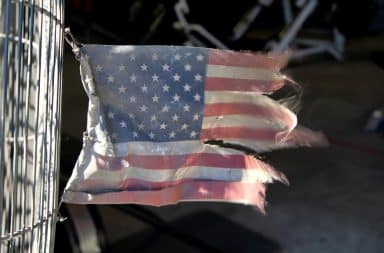 a tattered american flag