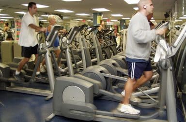 all the ellipticals in a row, look at them, like a parade frozen in time