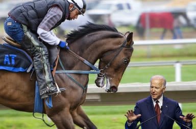 Joe Biden and a race horse