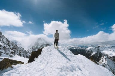 mountain climber climbs mountains