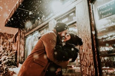 the big kiss outside in the snow!